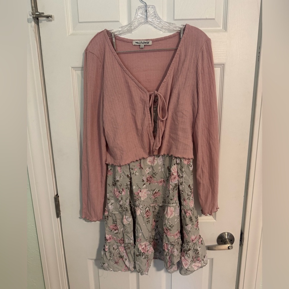 Wallflower Pink Cardigan with Floral Dress